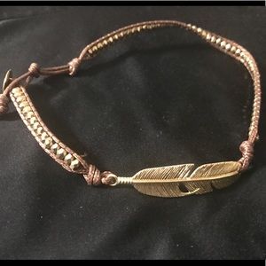 Leather & gold leaf choker